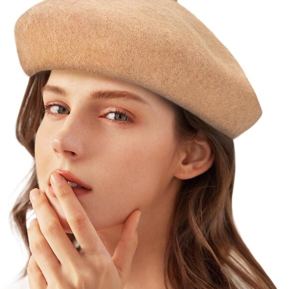 Women Wool Beret Hat French Style Solid Color - Picture 4 of 8